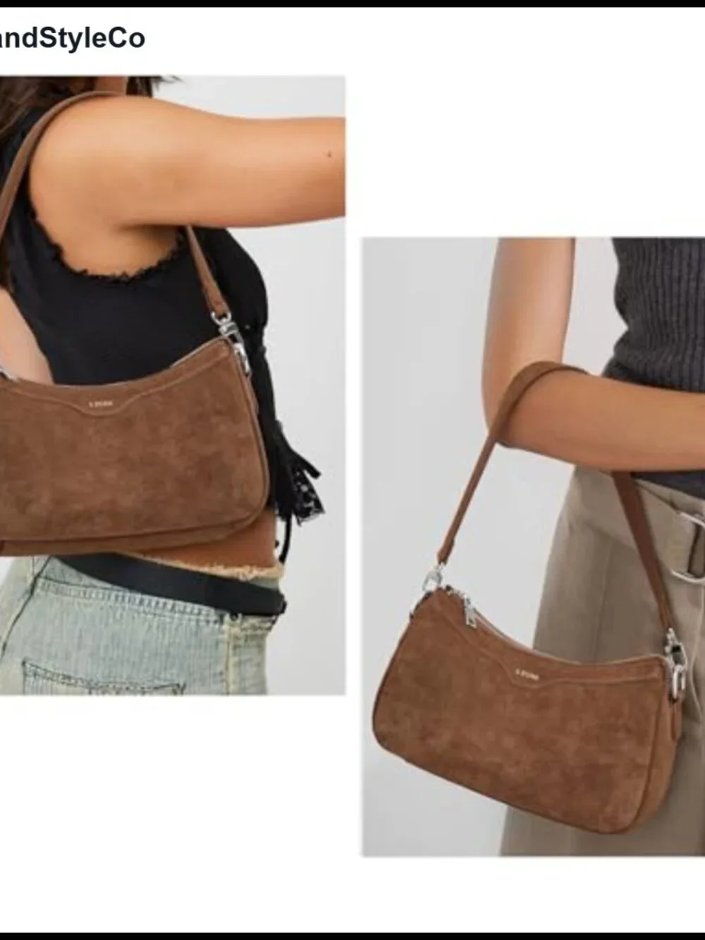 Genuine Suede Leather Hobo Crossbody Purse Shoulder Bag Womens Handbag 2 Straps